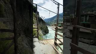 Flood 2022 hit Historical Hanging☹️ Bridge of Bahrain Swat  flood2022 bridge bahrainbazar [upl. by Holder932]