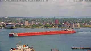 Presque Isle passing through the Soo locks on July 30th 2024 amp twofer with Algoma Bear [upl. by Rabah]