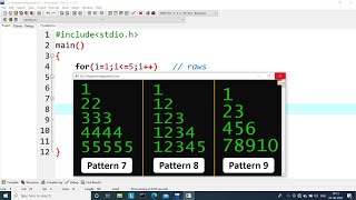 Pattern Programs in C Language  Part 3  Number Pattern [upl. by Serdna477]