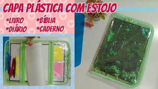 Como Fazer Capa de Caderno Super Fácil com Plástico Cristal  Easy Plastic Notebook Cover [upl. by Wilek]