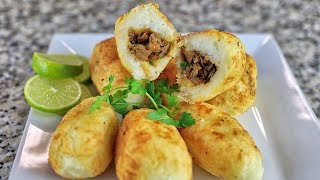 Como Hacer Yucas Rellenas con Carne [upl. by Toor752]