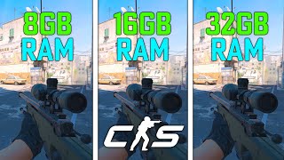 Counter Strike 2  8GB vs 16GB vs 32GB RAM [upl. by Cloutman225]