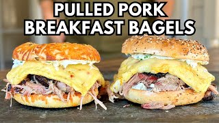 Smoked Pulled Pork Breakfast Bagel Sandwich [upl. by Gram]