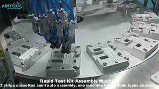 Rapid Test Kit Assembly Machine 2 Strips Cassette Semi Auto Assembly  Lateral Flow Manufacturing [upl. by Eittam]