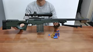 AWM Shell Ejection Soft Bullet Toy Gun Unboxing 2023  Realistic Sniper Rifle Gun [upl. by Blum]