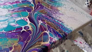 244 Paint and water CA Beautiful cells and lacing acrylicpour abstract fluidart swipe [upl. by Aihsatal]