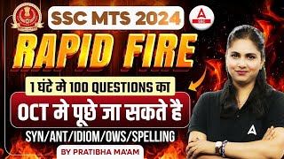 SSC MTS 2024  MTS English Class Rapid Fire Questions  English Class By Pratibha Maam [upl. by Nort847]