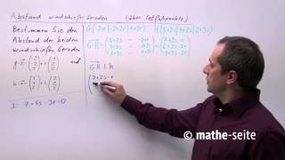 Abstand windschiefer Geraden berechnen über Lotfußpunkt Beispiel 2  V0310 [upl. by Ayanad878]