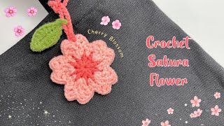 Crochet Sakura Flower 🌸  Cherry Blossom Tutorial  Móc Hoa Anh Đào [upl. by Asirac168]