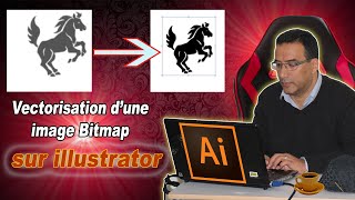 Vectorisation d’une image Bitmap sur illustrator [upl. by Afnin]