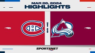 NHL Highlights  Canadiens vs Avalanche  March 26 2024 [upl. by Erny]