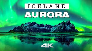 Northern Lights in ICELAND ★ Magical AURORA Borealis ★ Ambient Aerial 4K ► [upl. by Ifen]