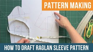 How to draft a raglan sleeve pattern PT1 pattern drafting a raglan sleeve [upl. by Ayoral227]