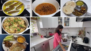 Breakfast To Dinner Full Day Routine  Cooking amp Night Time Kitchen Cleaning  चना पुलाव भरवा करेला [upl. by Nyloj343]