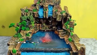 How to make Waterfall Diorama  Fish tank Guppy Aquarium Waterfall [upl. by Eux]