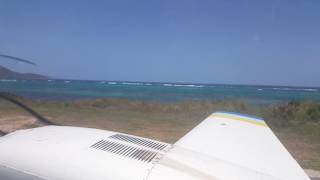 Scary take off in a tiny twin prop at Virgin Gorda dirt runway airport [upl. by Aisayn]