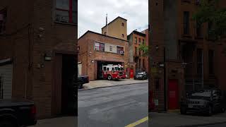 FDNY Ladder 111 LOUD AIR HORN Start Up quotTHE NUT HOUSEquot Brooklyn NYC shorts fdny firetrucks [upl. by Rebba]