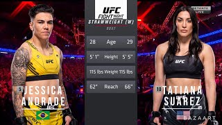 JESSICA ANDRADE VS TATIANA SUAREZ FULL FIGHT UFC ON ESPN 50 [upl. by Ylrbmik550]