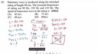65Stationary wave is produced along the stretched string of length 80 cm The resonant frequencies [upl. by Cordalia8]