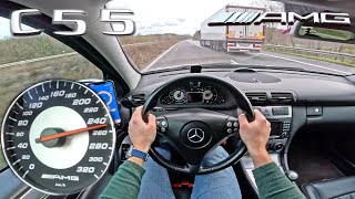 Mercedes C55 AMG  TOP SPEED POV on AUTOBAHN NO SPEED LIMIT [upl. by Josias513]