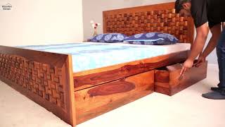 Wooden Storage Bed  Howler Bed With Side Storage Honey Finish at Wooden Street [upl. by Attelliw265]