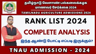 TNAU Rank List Analysis 2024  Agri Admission 2024 Rank List Analysis [upl. by Mellitz]