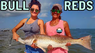 Bull REDS on the GALVESTON jetties [upl. by Ranice]