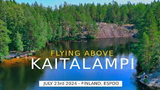 Flying above Espoo Kaitalampi Lake July 23rd 2024 Finland 4K slowtv [upl. by Drarrej]