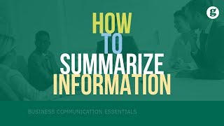 How to Summarize Information [upl. by Appleton752]