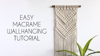 DIY EASY BEGINNER MACRAME WALLHANGING TUTORIAL  MACRAME FOR BEGINNERS  BOHO DECOR step by step [upl. by Deibel]