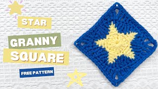 Star Granny Square  Free Pattern [upl. by Lalad69]