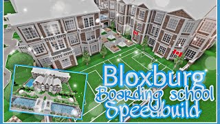 Blush bloxburg school with dorms  bloxburg speed build  School Tour [upl. by Schaffer850]