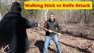 How To Use a Walking Stick for SelfDefense Walking Stick vs Knife Attack [upl. by Chloris]