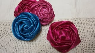 DIY ribbon rose tutorialHow tofabric flowerseasy [upl. by Godric318]