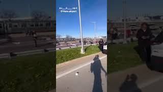 ProPalestinian protesters block traffic into OHare Airport on Tax Day [upl. by Nalyak330]