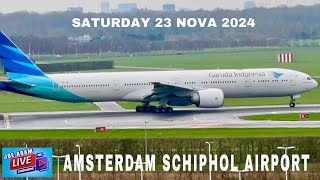 Schiphol Airport LIVE  Storm Bert Plane Spotting  ATC [upl. by Nimesh660]