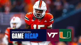 No 7 Miami SURVIVES Virginia Tech Hail Mary attempt  Game Recap [upl. by Cookie702]