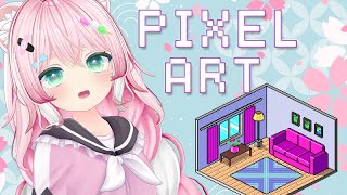 【Drawing】 PIXEL ART 💕 Isometric Room Design Learning [upl. by Annaiviv]