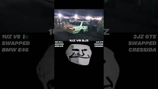 2JZ vs 1UZ V8 CRAZY 2step battle troll face shorts carenthusiast 2jz v8 2step [upl. by Eellac]