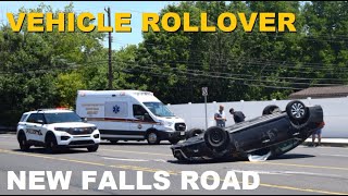 Car Flips Over on New Falls Rd 7324 Levittown PA [upl. by Heiskell]