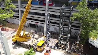 Instalación de Estructura Metálica para ascensores en el Estadio Metropolitano Roberto Meléndez [upl. by Bunns]