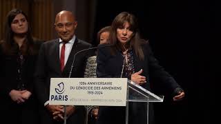 Anne Hidalgo à la Mairie de Paris lors de la commémoration du génocide des Arméniens en 2024 [upl. by Olaznog385]