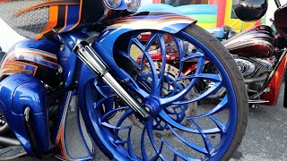 Custom Bagger Motorcycles All Blue 34 inch Wheels 30 Inch Wheels Custom Paint [upl. by Ross]