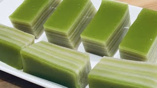 Pandan layered cake  Pandan kuih lapis santan sedap  香兰七层糕 [upl. by Zane806]