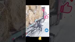 Manually laid truck skid chain strips [upl. by Anirda]