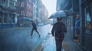 Soho Downpour Heavy Rain London Walk [upl. by Ayahs673]