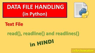 3 File Handling in Python programming text file read readline readlines CBSE class 12 CS [upl. by Eydnarb]