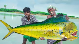 GIANT MAHI MAHI FISH COOKING UNDERGROUND SMOKE RECIPE  VILLAGE TRADITIONAL RECIPE [upl. by Scevor809]