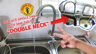 Replace Single Neck to Double Swan Neck Sink Tap on Your Kitchen Sink [upl. by Fariss]