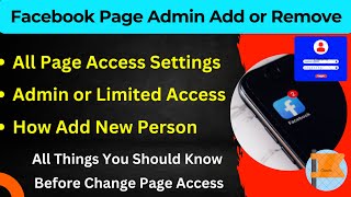 How to Add Facebook Page Admin or Editors  Facebook Page Admin Settings Page Access Page Settings [upl. by Aihsilat]